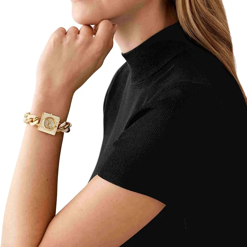 Michael Kors Chain Lock Gold-tone Acetate Chain Ladies Watch- MK4809